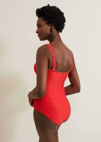 Phase Eight Textured Plain Ring Detail Swimwear Red Canada | PYMJGH-528